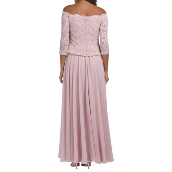 ALEX EVENINGS Pink Off The Shoulder Lace Gown - Picture 2 of 2